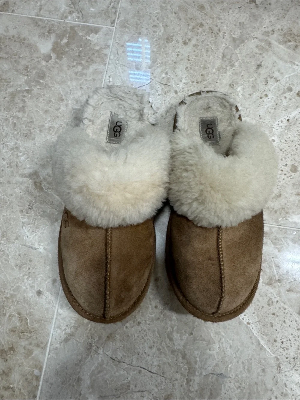 UGG Kids Chestnut Suede Slipper with Cream Shearling Cuff